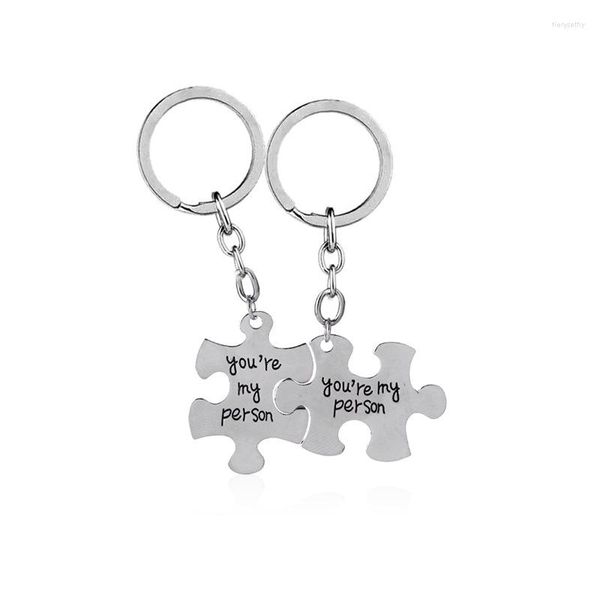 Portachiavi Puzzle Coppia Portachiavi Lettering Tu sei la mia persona Ciondolo romantico Portachiavi per donna Uomo Amanti Moda bigiotteria