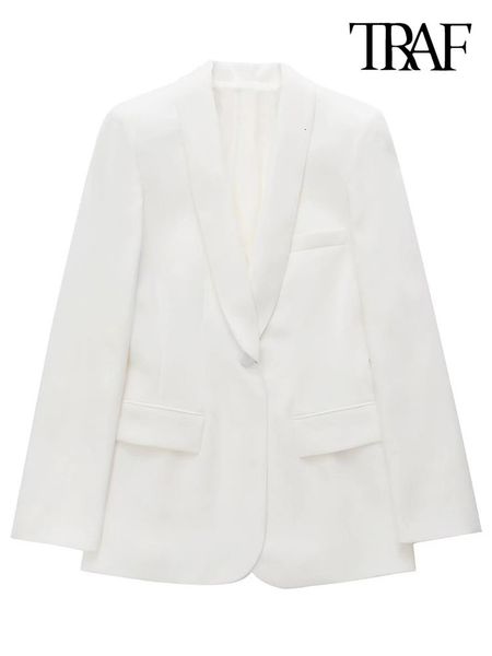 Kadın Suit Blazers Trafo Kadın Moda Cepler Tek Düğmesi Blazer Ceket Vintage Şal Yakası Uzun Kollu Kadın Dış Giyim Şık Veste Femme 230302
