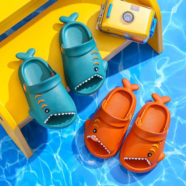 Slipper Baby Nette Clogs Sandalen Shark Hausschuhe Für Kinder Junge Mädchen Kinder Gummi Tier Slipper Kleinkind Strand Pool Rutschen Säuglingsschuhe T230302