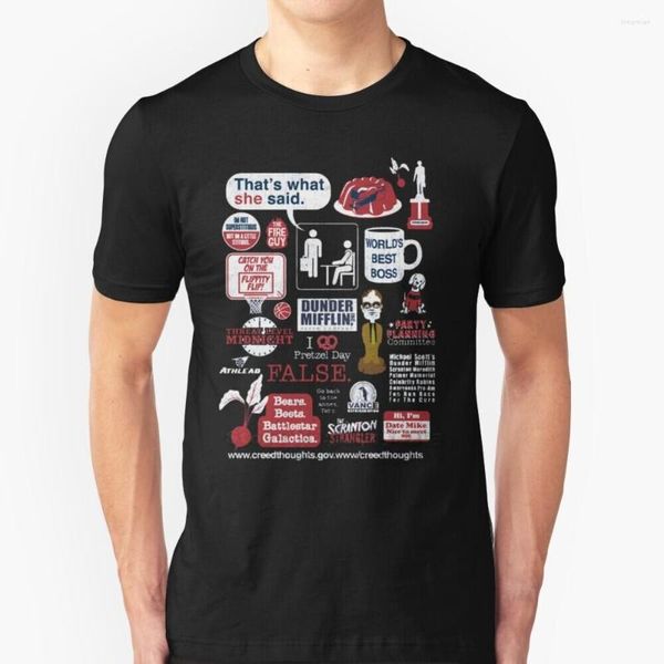 T-shirt da uomo Pretzel Day Livello di minaccia Midnight Scranton Mashup Shirt Colletto tondo T-shirt a maniche corte Dunder Mifflin Paper