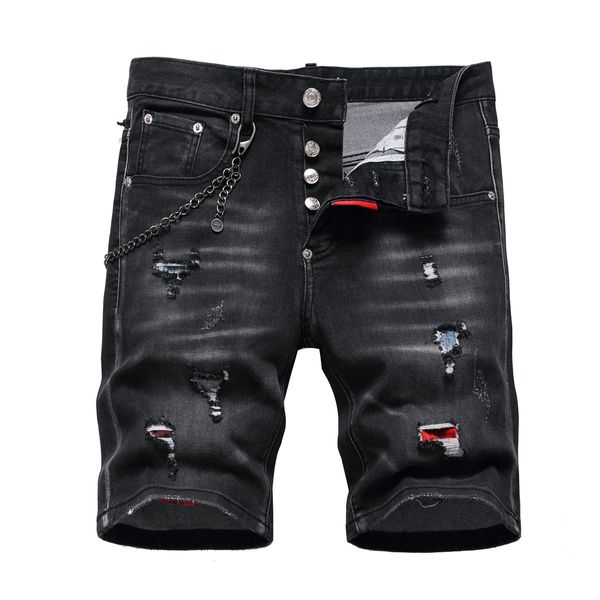 TR APSTAR DSQ kurze Herrenjeans Hip Hop Rock Moto Herren Design Ripped Denim Biker DSQ Sommer schwarze Jeans kurz 1101