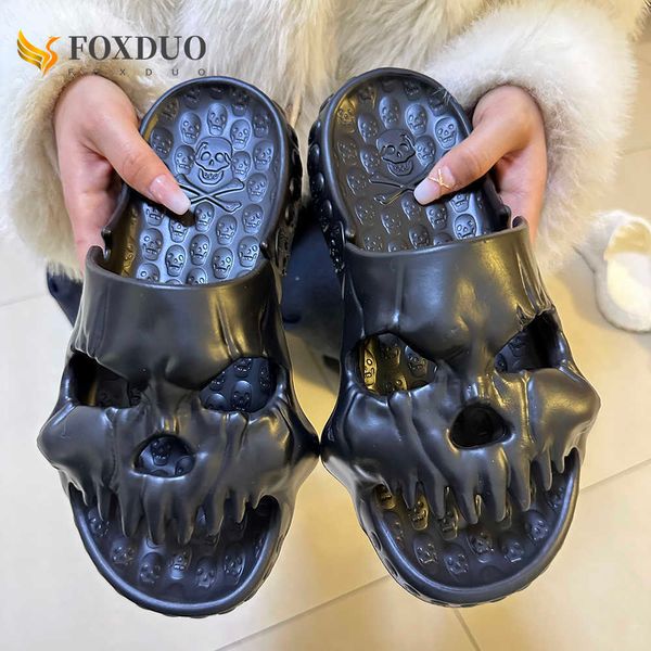 Pantofole Estate Personalizzato Teschio Donna Uomo Scivoli Morbidi Potrebbe Pantofola Piatti Sandali Da Spiaggia All'aperto Unisex Infradito Scarpe Y2302