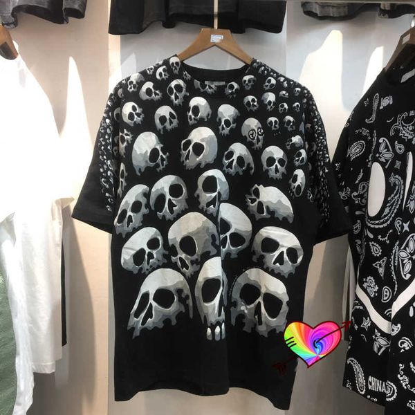 T-shirt da uomo 2021 T-shirt Full Skull Uomo Donna Scheletro allover di alta qualità Stampa digitale Top Tee Manica corta Leggermente allentato T230302