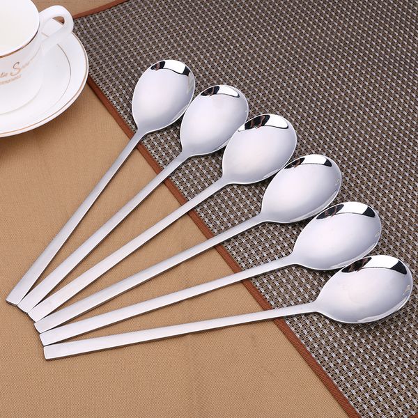 Geschirr-Sets 825'' 21 cm langstieliger koreanischer Speiselöffel runder Suppen-Esslöffel Edelstahl-Teelöffel Küchenbesteck Utensilien 412 Stück 230302