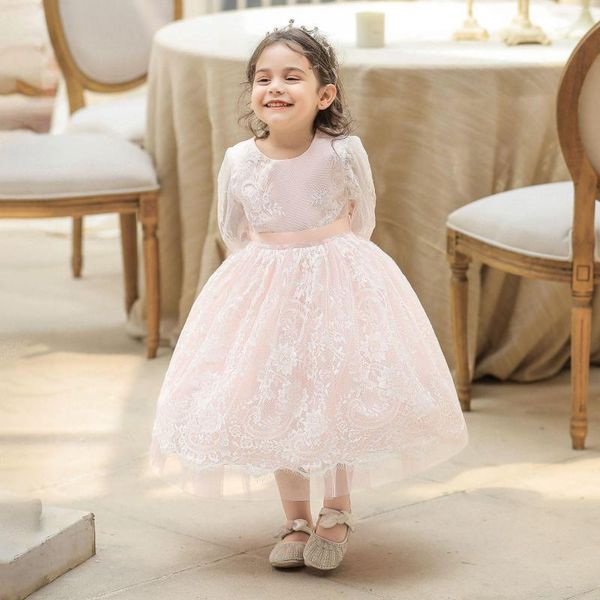 Abiti da ragazza Princess Lace Flower Kids Wedding For Girls Clothes 2023 Baby Birthday Party Costume Abbigliamento per bambini