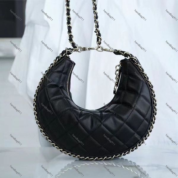 Bolsas tiracolo Bolsa corrente dourada Bolsa crescente feminina Bolsa de ombro Bolsas pretas de pele de ovelha Bolsa de designer clássico Bolsa mensageiro feminina de luxo Bolsa Woc