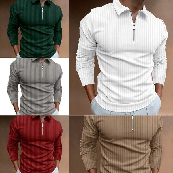 2023 Designer Herrenmode Top Business Kleidung Poloshirt Reißverschluss Streifen Langarm Poloshirt Herren Multi-Color Multi-Farben T-Shirt S-XXXL