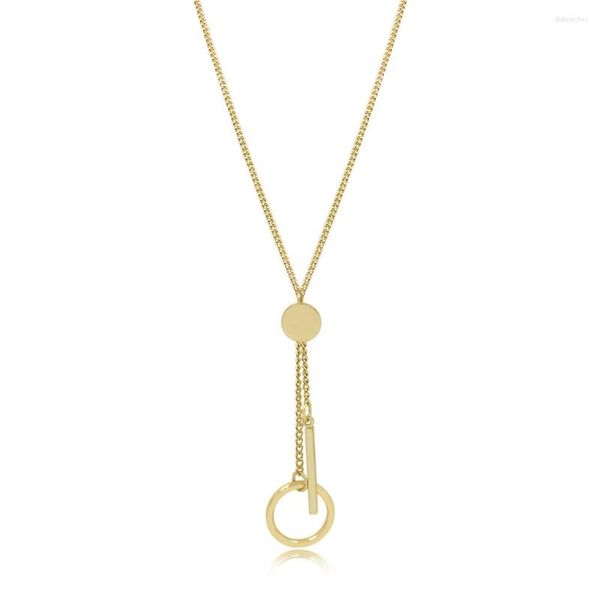 Colares pendentes Corrente de Circling Circling Circle Circle Casual Circha Tassel Round Disc Bras Colar longo para mulheres Decoração diária Jewellry