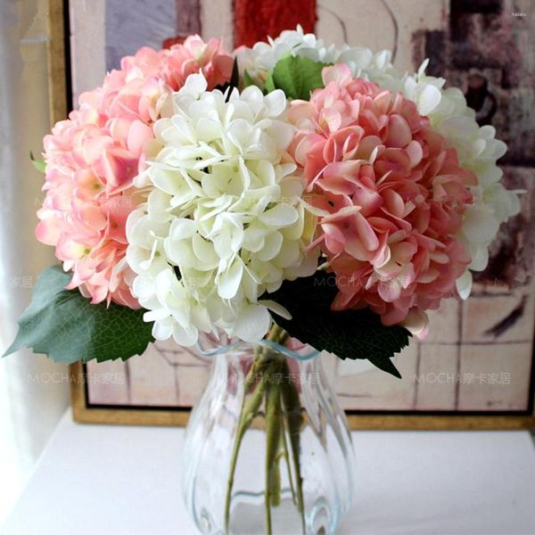 Flores decorativas Luanqi Hydrangea artificial Decoração de casamento de casamento de seda Fake Peony Flower Bouquet Cherry para Valentines decorar