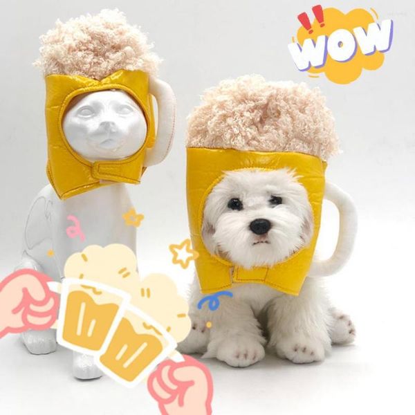 Capas de pet tampa de roupas de cachorro chapéu de caneca de cerveja para xícaras de halloween moldam cães de textura macia de textura gatos cães cães