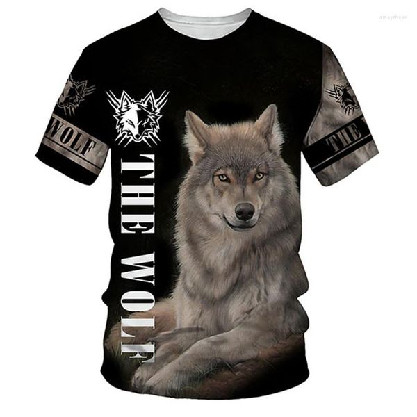 Camisas masculinas Lobo de verão Print Wolves Cool StreetWear