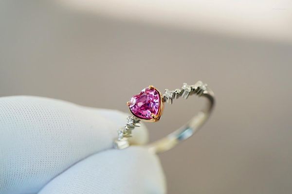 Ringos de cluster jhy sólido 18k ouro branco natureza rosa safira 0,85ct pedras de gemas para mulheres presentes de jóias finas