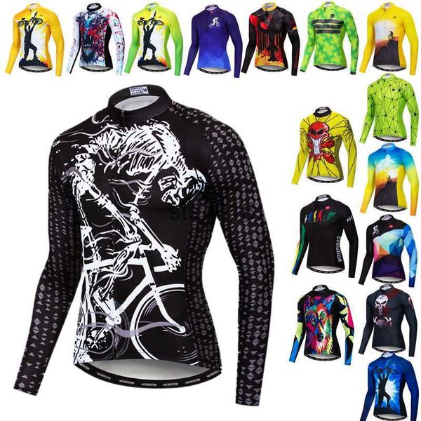 Fahrradshirts Oberteile Herbst Herren Radtrikot Langarm Totenkopf Fahrradshirt Vollarm Fahrradtrikot Tops Atmungsaktive Fahrradbekleidung Maillot T230303