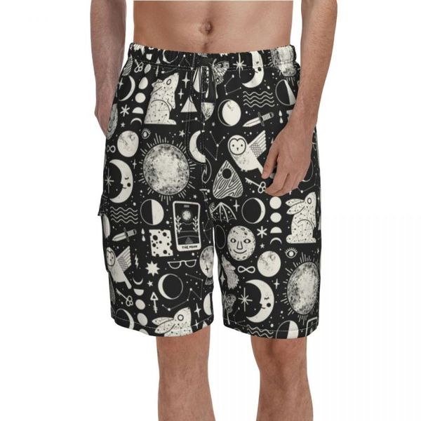 Herren-Shorts, magisches Mondbrett, R-Muster, kurze Hosen, Kordelzug, lustige Bräuche, Badehose, Übergröße, 2XL, Herren