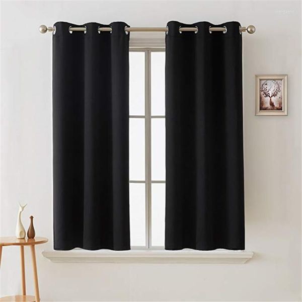 Cortina Blackout preto cortinas isoladas térmicas para o quarto da sala de estar Provite painéis à prova de algodão