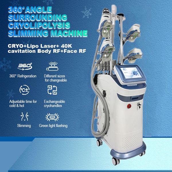 Портативный 360 криолиполиз Cool Tech Fat Matching Machine Cold Sculpting Cryo Cavitation Вакуумный живот Удаление жира Машина Cryotherapy Оборудование для потери веса