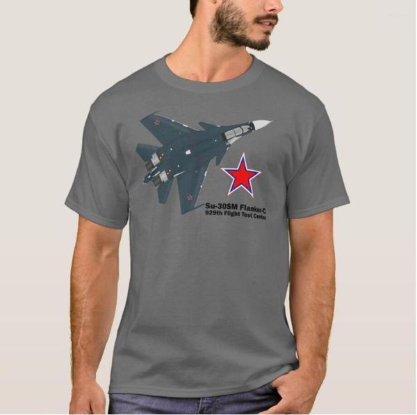 Camisetas masculinas Rússia caça sukhoi su-30sm flanker-c vks de camiseta de manga curta de manga curta