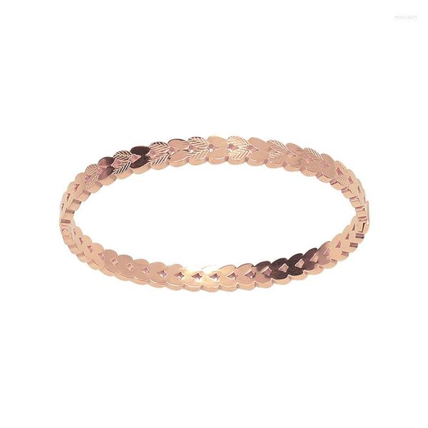 Braccialetto Gioielli di design di lusso Geometricamente semplice Foglia Desiderio Bracciale dorato in acciaio al titanio francese San Valentino Regalo di Natale