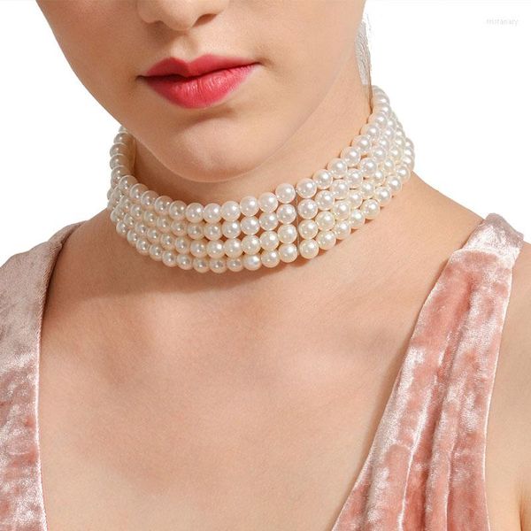 CARRING TRENDY MULTILAYER Multilayer Pérola Colar para Mulheres Perlas Collar Cola Bijoux Jóias Decorações de Necco XR443