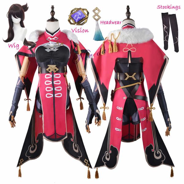 Anime-Kostüme Genshin Impact Beidou Cosplay Come Uncrowned Herr des Ozeans Bei Dou Kleid Perücke Heels Stiefel Anime Maid Outfit Plus Size Z0301