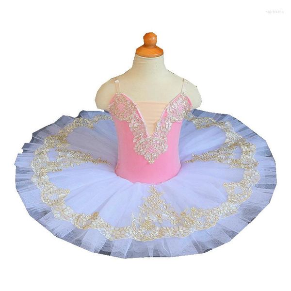 Abbigliamento da palcoscenico Abito tutù da balletto rosa Costume da spettacolo bianco del lago dei cigni Gonna gonfia di bellezza Abbigliamento da danza del ventre