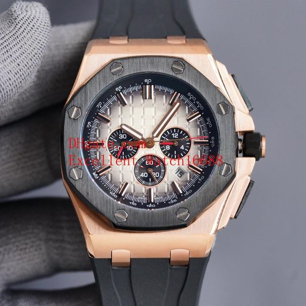 6 cores Moda Wristwatches 43 mm 26420 18K Gold rosa Automático Mechanical Transparent Rubber Bands Strap Watches Watches3163