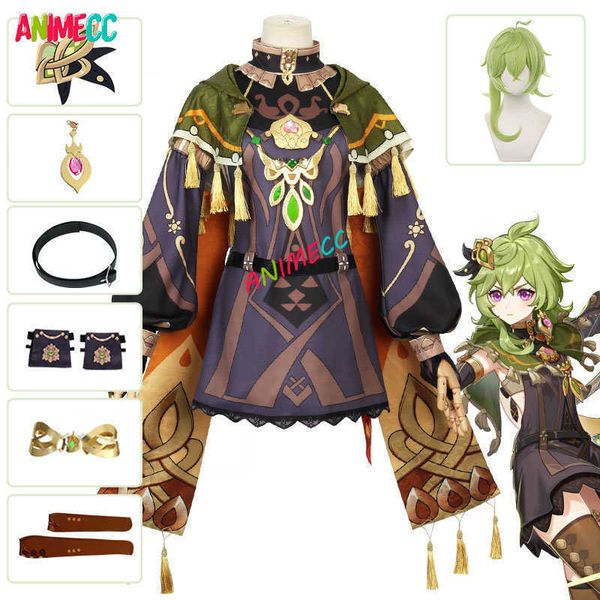 Costumes de anime Animecc Genshin Impact Collei Cosplay Come Come Wig Anime Game Uniform Halloween Party Rap Play Fort For Women Girls Full Sets Z0301