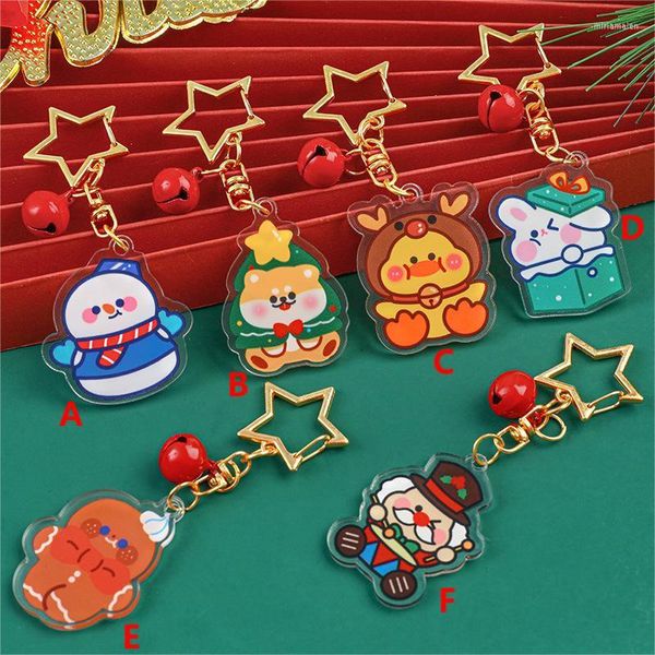 Keychains Anime Keychain Christmas Snowman Dog ACRYLIC Chairing Strap Figura Acessórios pendurados 6cm