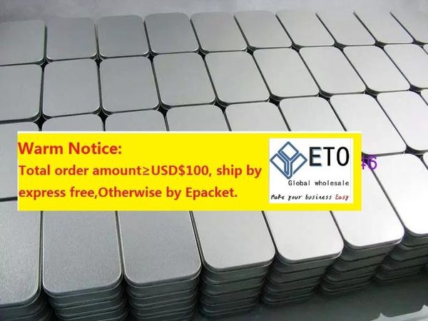 500pcs Tin Container Box Metal Metal Retângulo para contas Cartas de visita Candy Herbs Casesliver