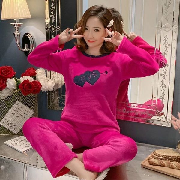 Pijama feminina para mulheres do sono feminino definido para flanques de pijamas de outono e inverno pijamas para mangas compridas pijamas pijamas para o Serviço de Casa de Animal Feminino 230303