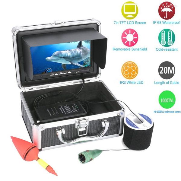 20m/30m/50m 1000tvl Subaquático Kit de câmera de vídeo de pesca 6 PCs Luzes LED com monitor colorido de 7 polegadas 