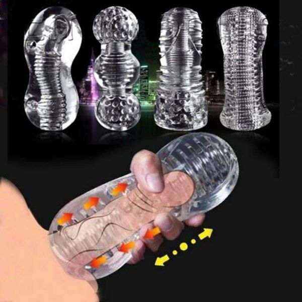 Masturbatori Silicone trasparente Vagina realistica Masturbatore maschile Pocket Pussy Stroker Cup SexToy Men Work Out Endurance Esercizio Prodotti sessuali L230228