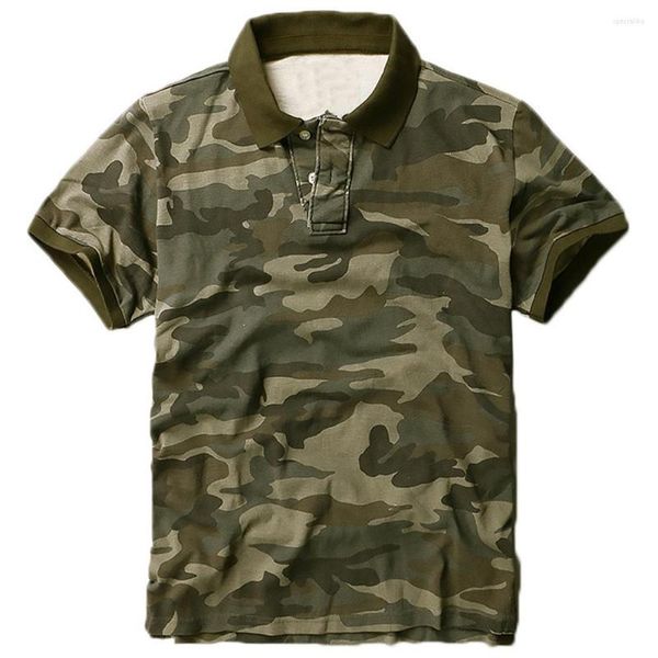 Herren Freizeithemden Polo Herren Europäischer Sommer S Kurzarm Camouflage für Mann Lose Army Style Top T-Shirts Junger Mann Funktionshemd