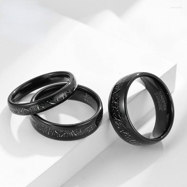 Anéis de casamento 4mm 6mm 8mm de tungstênio incrustado com casais de anel de seda pretos se casam e propõem homens homens que mulheres tocam.