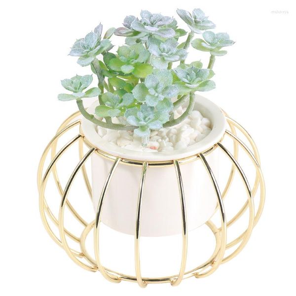 Fiori decorativi Piante artificiali Vaso Geometrico Ferro Ciottolo Ceramica Bonsai Fiore finto Finto Home Office Decorazione desktop