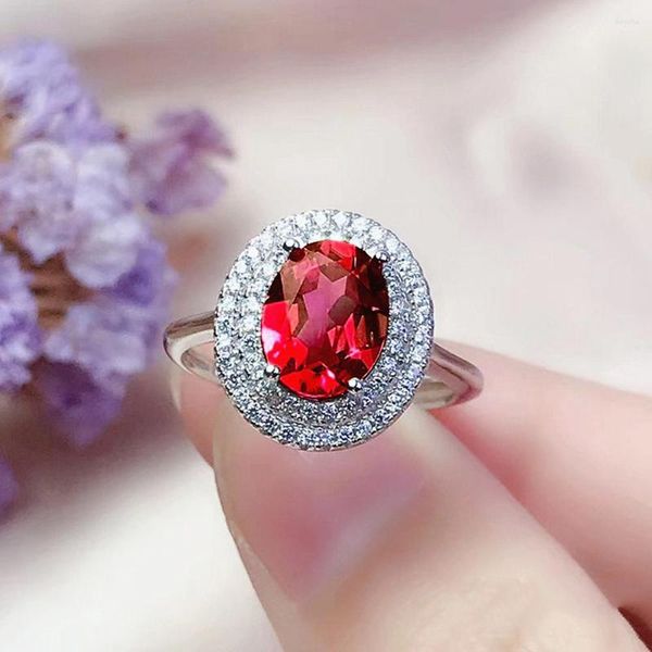 Rings Cluster Classico Crystal Red Ruby Gemsones Bling Zircone Diamonds per donne Gift Bague Bijoux in argento in oro bianco in oro bianco