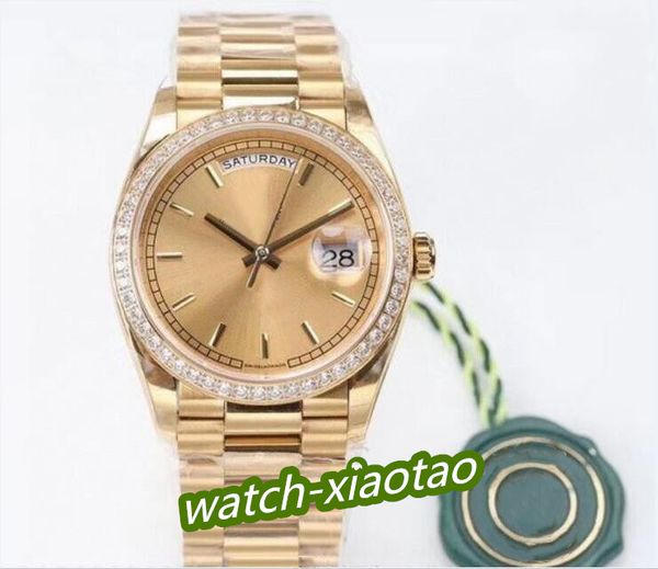 Automatic Watch Unisex Mens Women 36 мм Президент Желтый Золотой Алмагский циферблат Бэзель 128348 128345 Заводские водонепроницаемые механические часы