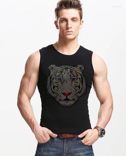 Männer Tank Tops Top Männer Fitness Kleidung Herren Bodybuilding Sommer Strass Design Kleidung Für Männliche Ärmellose Weste Shirts