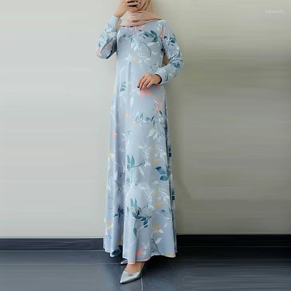 Abbigliamento etnico Musulmano Kaftan Abiti per le donne Dubai Turchia Arabo Islam Stile Abaya Abbigliamento Ramadan Robe O-Collo Elegante stampa Lady
