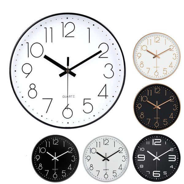 Настенные часы 12 дюймов северные настенные часы современные молчаливые гостиные минималистские часы прозрачные лица без закуска батареи, работающие на часах, 230303