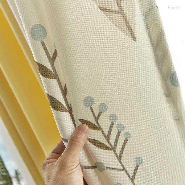 Perde Perdeler Yatak Odası Oturma Odası Yemek Odası Amerikan İskandinav Bitkileri Basit Modern Gölgelendirme Pamuk Keten Birleştirme Pencereleri