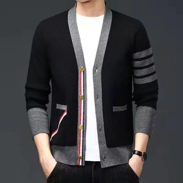 Suéteres masculinos de malha cardigan outono e inverno casual solto suéter casaco masculino roupas bonitas 230302