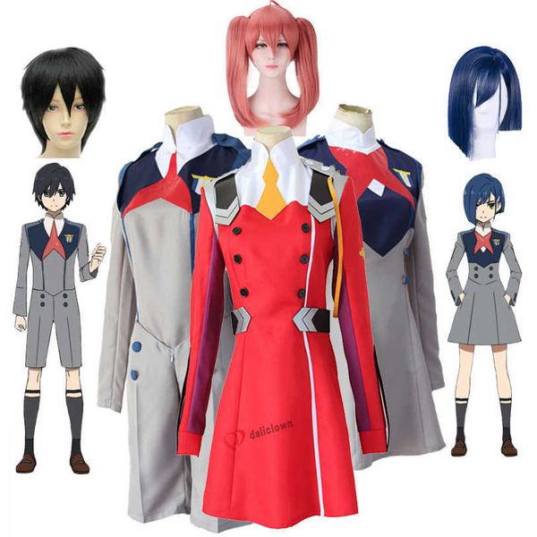 Costumes de anime Darling in the Franxx Cosplay Hiro Ichigo Miku Kokoro Zero Two Cosplay School Uniform Come Wig Anime Halloween traje Z0301