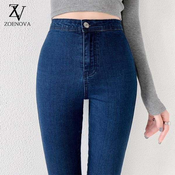 Женские джинсы джинсы Zoenova Джинсы для женщин скинни с высокой талией сине -серой чернокожие эластичные женщины плюс XXL Супер эластичная джинсовая джинсовая ткань женские брюки 230303