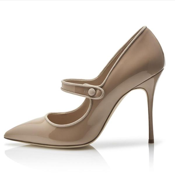 Женщины моды накачивают сандалии старшие Camparinew Cool Beige Black Patent Leathen