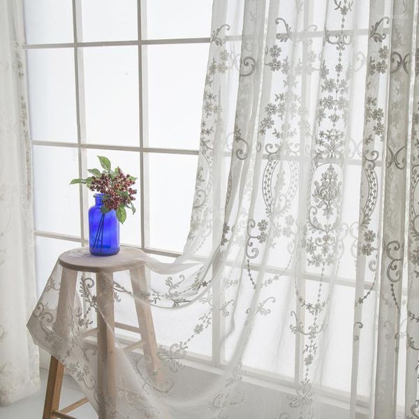 Шторы занавес для гостиной столовая спальня роскошная элегантная изысканная изящная удобная европейская вышивка зашифрованная белая
