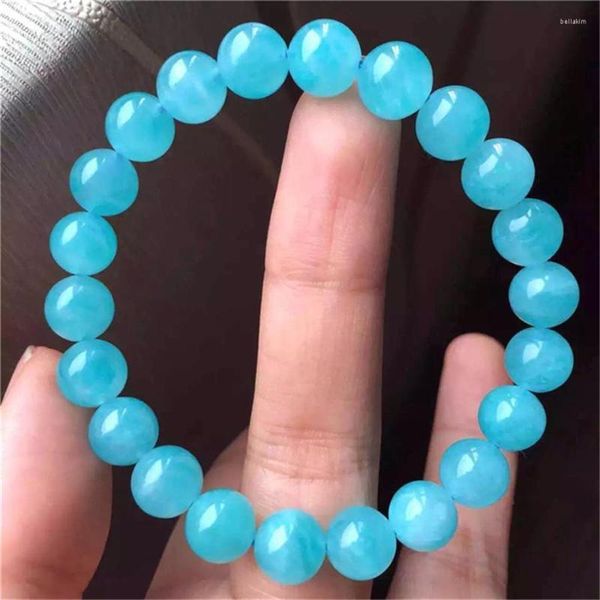 Strand 10mm Genuine Mozambique Green Natural Amazonite Bracelets Streling redond redondo cristal para homens