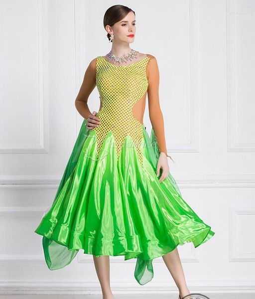 Vestido de salão de esgotão vestidos de mulher dança verde personalizar competição lycra b-18283