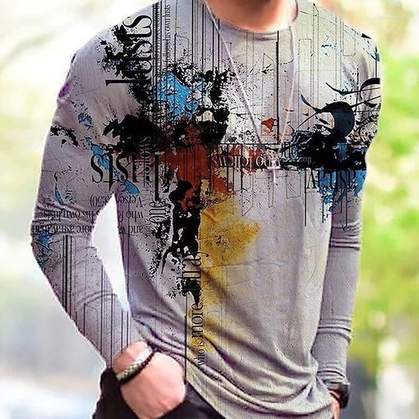 Herren T-Shirts Langarm Herren Baumwolle T-Shirts Tee Poker Print Slim Fit Herbst S Shirt Elastic Fashion Tops 2023