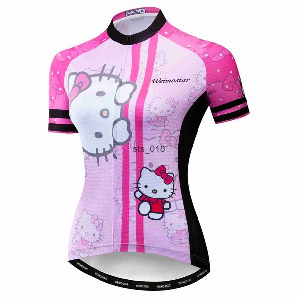 Magliette da ciclismo Top Maglie da ciclismo da donna Ragazze Estate Manica corta Bicicletta da strada MTB Bike Shirt Sport all'aria aperta Ropa Ciclismo Abbigliamento Cute Cat T230303